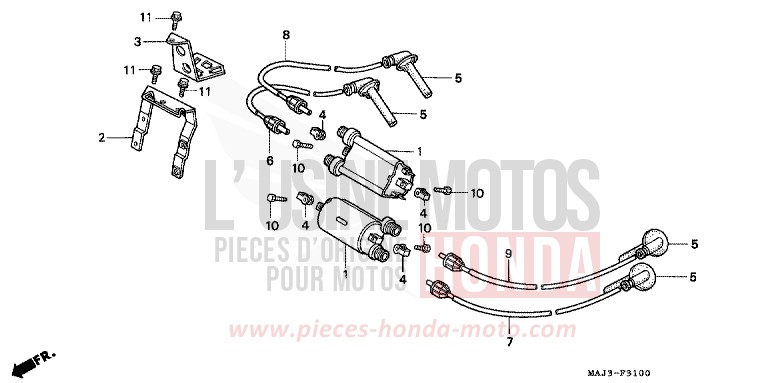 IGNITION COIL for Pan-European ABS CANDY TROPICAL NIGHT PURPLE-U (RP103D) from 1995